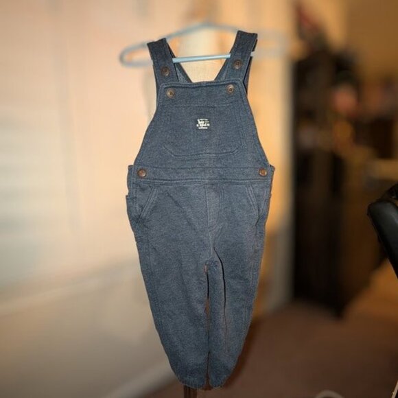 🐲3 FOR $9🦄 Baby B'Gosh OshKosh Navy Fleece Long Pants Boys Overalls 18M - Picture 1 of 2